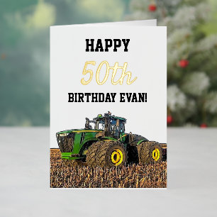 Happy Birthday Tractor Mannen Equipment 50th Folie Feestdagenkaart