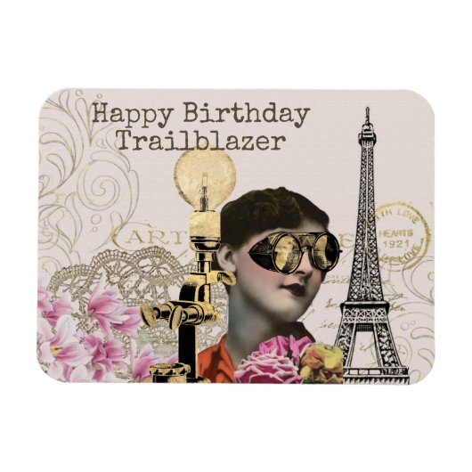 Happy Birthday Trailblazer Steampunk  Magneet (Horizontaal)