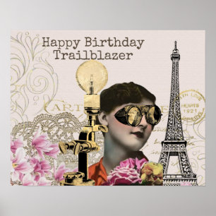 Happy Birthday Trailblazer Steampunk  Poster