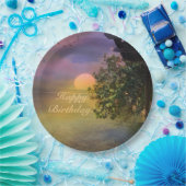 Happy Birthday Tropical Sunset Papieren Bordje (Feest)