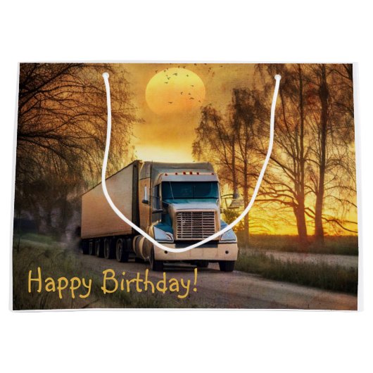 Happy Birthday Trucker Groot Cadeauzakje (Voorkant)