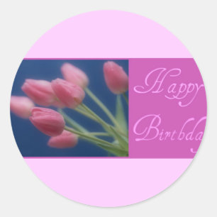 Happy Birthday Tulips Ronde Sticker