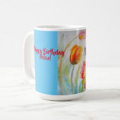 Happy Birthday Tulips Vrouwen noemen Mok (Voorkant links)