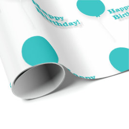 Happy Birthday Turquoise Balloons Wrapping Paper Cadeaupapier