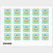 Happy Birthday Turquoise Cake Sticker Third (Vel)