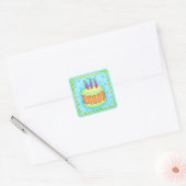 Happy Birthday Turquoise Cake Sticker Third (Envelop)