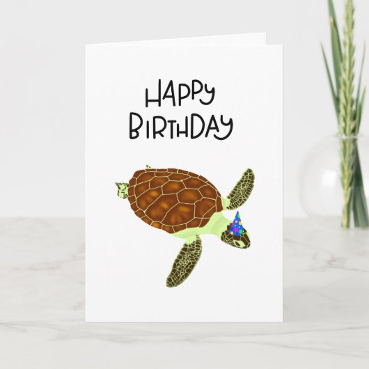 Happy Birthday Turtle kaart (Voorkant)