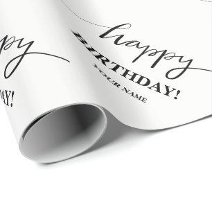 Happy Birthday-typografie aangepast verpakkingspap Cadeaupapier
