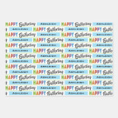 Happy Birthday Typografie Naam Inpakpapier Vel (Voorkant)