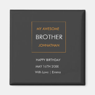 Happy Birthday, Typografie Wit en Sinaasappel Magneet