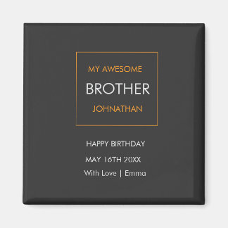 Happy Birthday, Typografie Wit en Sinaasappel Magneet