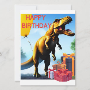 Happy Birthday Tyrannosaurus Dinosaurus Flat Kaart