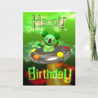 Happy Birthday UFO Koala beroemd gemaakt door Valx Kaart