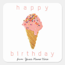 Happy Birthday uit Custom Sticker Ice Cream Cone
