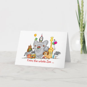 Happy Birthday uit de groep - Cute Zoo Animals Kaart