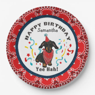 Happy Birthday uit je Dachshund Dog Red Bandana Papieren Bordje