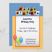 Happy Birthday Uitnodiging (Voorkant / Achterkant)