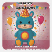 Happy Birthday Uitnodiging Vierkante Sticker (Voorkant)