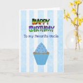 Happy Birthday Uncle Kaart Blue Cupcake (Gele Bloem)