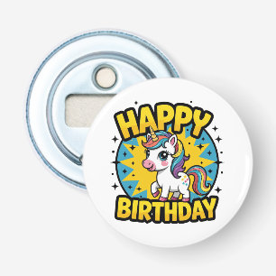 Happy Birthday Unicorn Button Flesopener