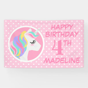 Happy Birthday   Unicorn Pastel Polka Dots Spandoek