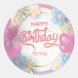 Happy Birthday unisex woordkunst Ronde Sticker