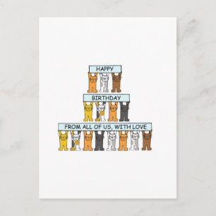 Happy Birthday van de groep Cartoon Cats Briefkaart