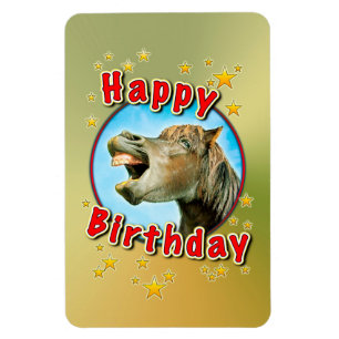 Happy Birthday van het lachende paard Magneet