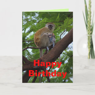 Happy Birthday Vervet Monkey Moeder en Kind Kaart