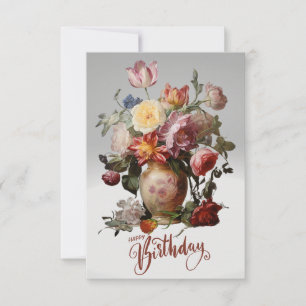 Happy Birthday Victoriaans Flowers in the Vase Kaart