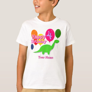 Happy Birthday Vier jaar ballon Dinosaurs TShirt