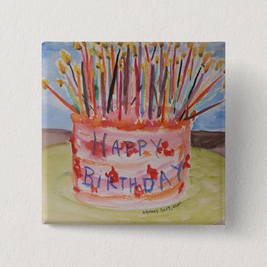 Happy Birthday Vierkante Button 5,1 Cm (Voorkant)