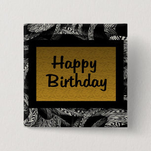Happy Birthday Vierkante Button 5,1 Cm