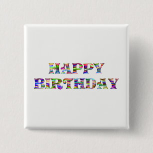Happy Birthday Vierkante Button 5,1 Cm