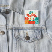 Happy Birthday Vierkante Button 5,1 Cm (In situ)