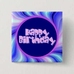 Happy Birthday Vierkante Button 5,1 Cm
