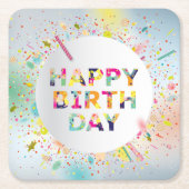 Happy Birthday Vierkante Kartonnen Onderzetter (Voorkant)