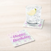 Happy Birthday!! Vierkante Kartonnen Onderzetter (Insitu)