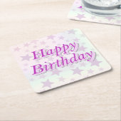Happy Birthday!! Vierkante Kartonnen Onderzetter (Schuin)