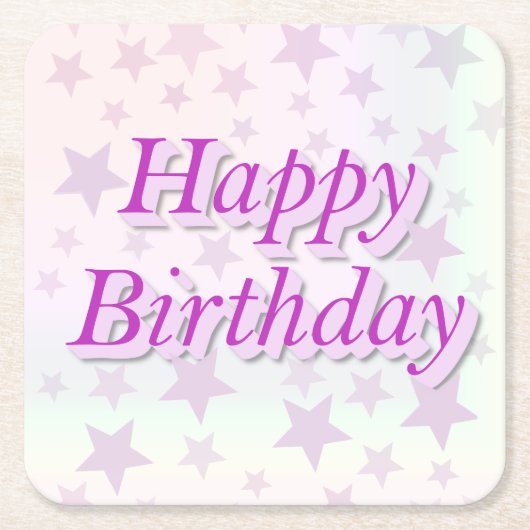 Happy Birthday!! Vierkante Kartonnen Onderzetter (Voorkant)
