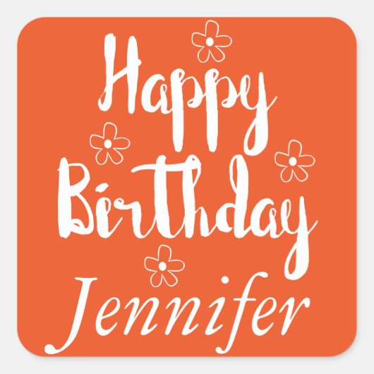 Happy Birthday Vierkante Sticker (Voorkant)