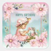 Happy Birthday Vierkante Sticker (Voorkant)