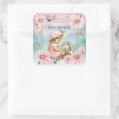 Happy Birthday Vierkante Sticker (Tas)