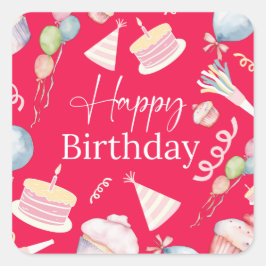 Happy Birthday Vierkante Sticker