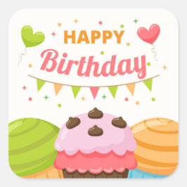 Happy Birthday Vierkante Sticker