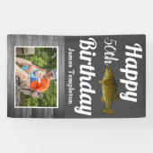 Happy Birthday Vist de naam van de foto van vaders Spandoek (Horizontaal)