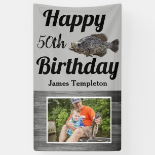 Happy Birthday Vist Fotonaam vader Crappie Spandoek