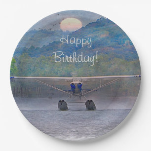 Happy Birthday-vliegtuig Papieren Bordje