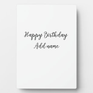 Happy Birthday voeg naam toe titel simpel minimaal Fotoplaat