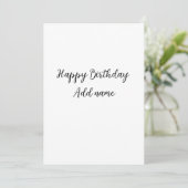 Happy Birthday voeg naam toe titel simpel minimaal Kaart (Staand voorkant)